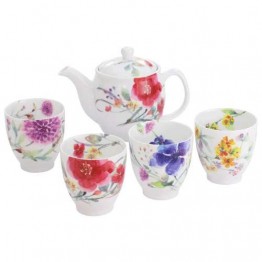 花卉水彩4人壺茶具